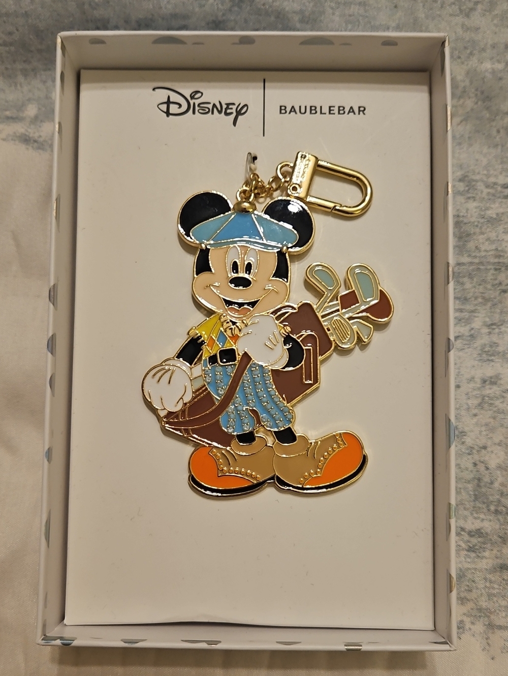 Disney x BaubleBar Mickey Mouse Golfer Golf Bag Charm Keychain NWT